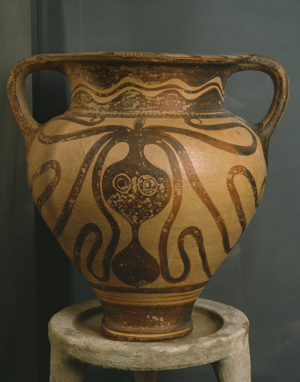 Kráter polip mintával, Ligortynosból, Messara, Kréta, késő minószi korszak III A – III B, Kr.e. 1400-1200 körül (festett cserép) alkotó: Minoan