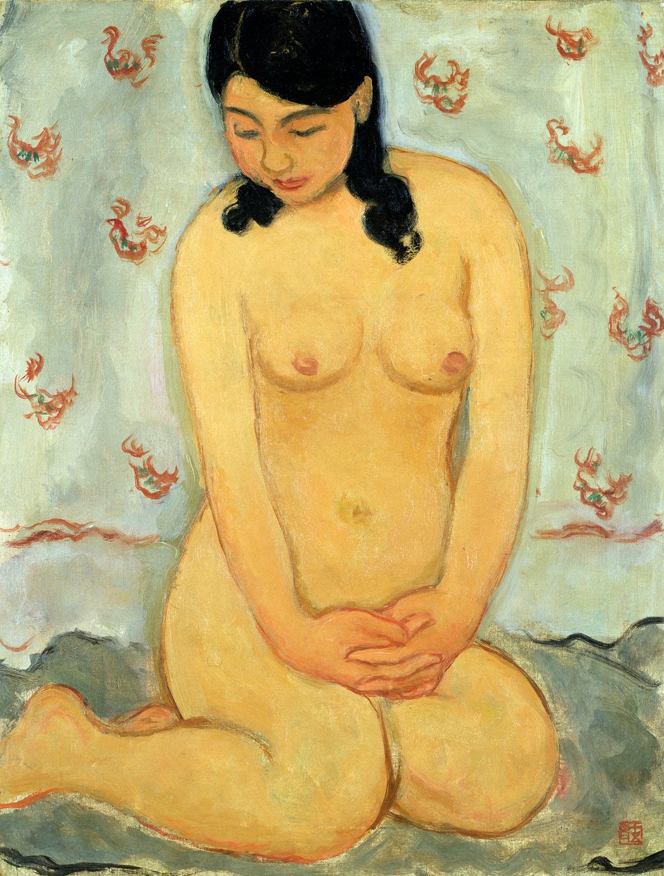 Ülő akt (olaj, vászon) alkotó: Mitsutani Kunishiro