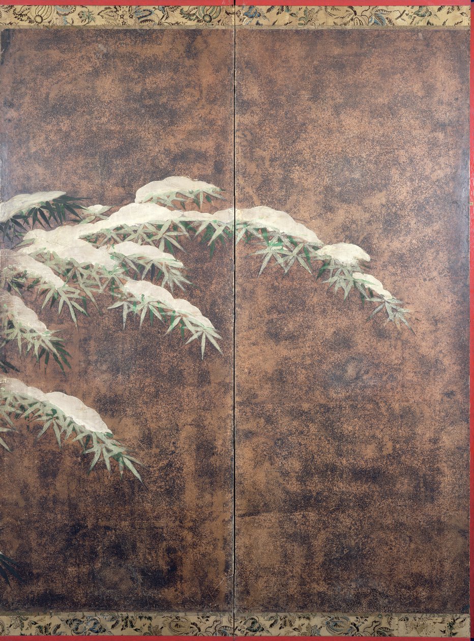 Bamboo in snow, c.1600 (ink, colours, gold and silver on paper) alkotó: Mitsuyoshi Tosa