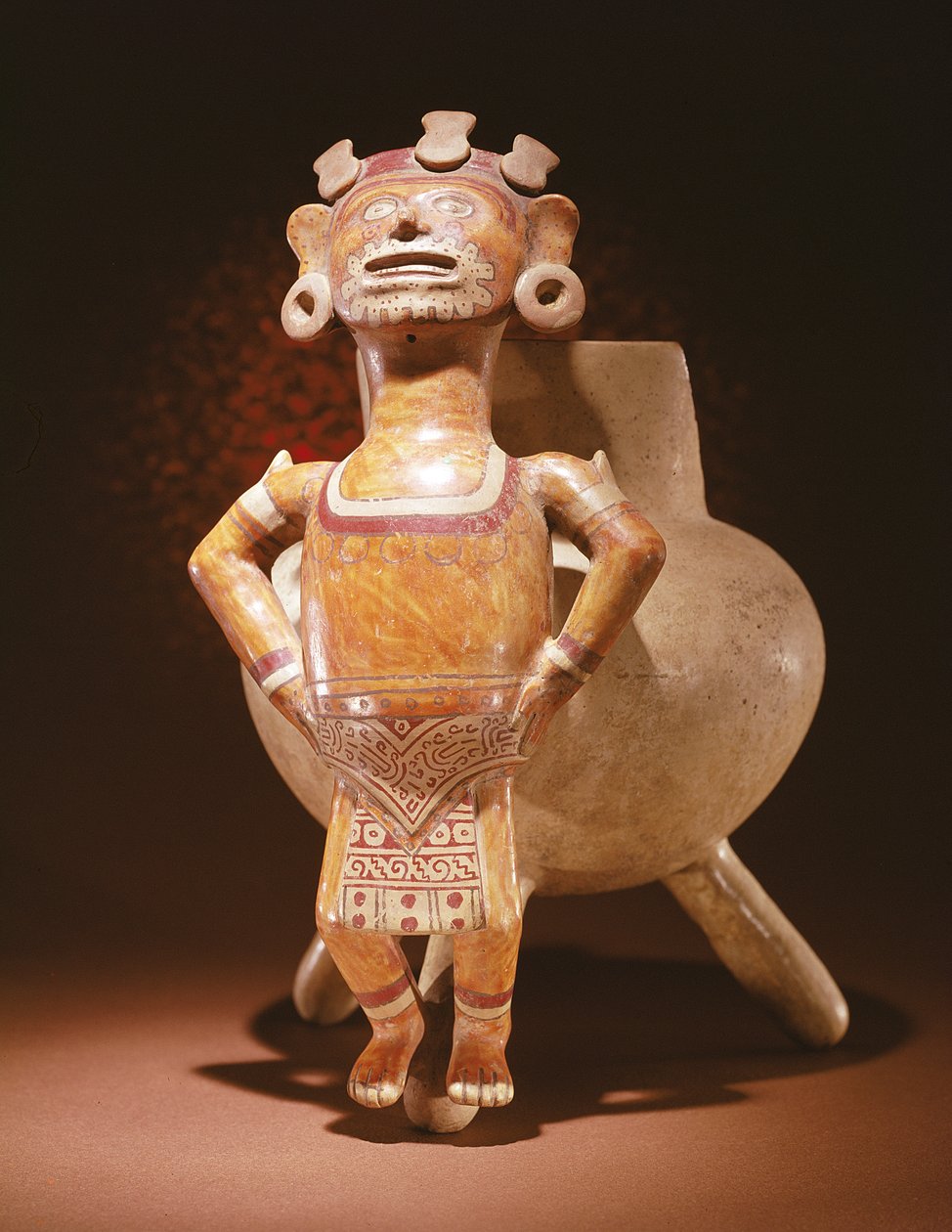 Állványváza figurával, Miahuatlan, Oaxaca (kerámia) alkotó: Mixtec