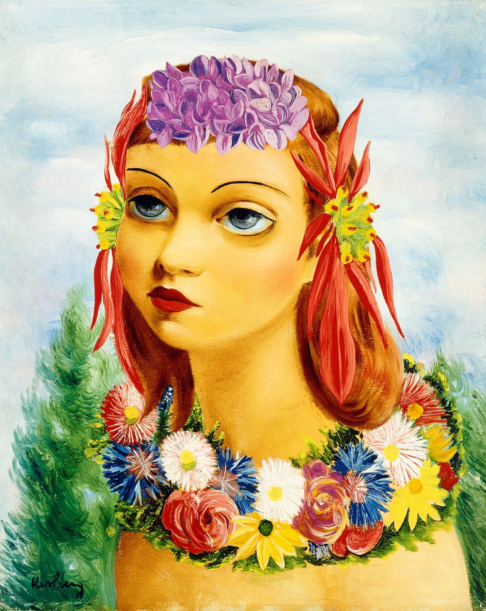 Nő virágokkal alkotó: Moise Kisling