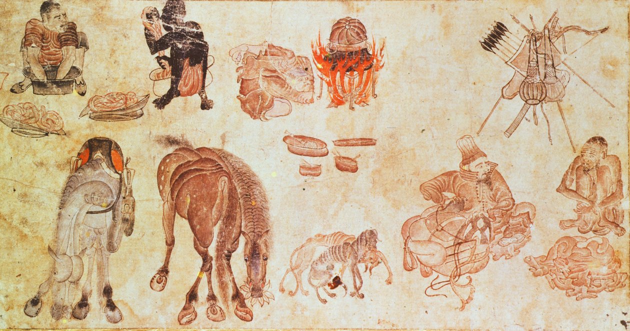 Mongol nomád tábor (pergamen) alkotó: Mongolian School