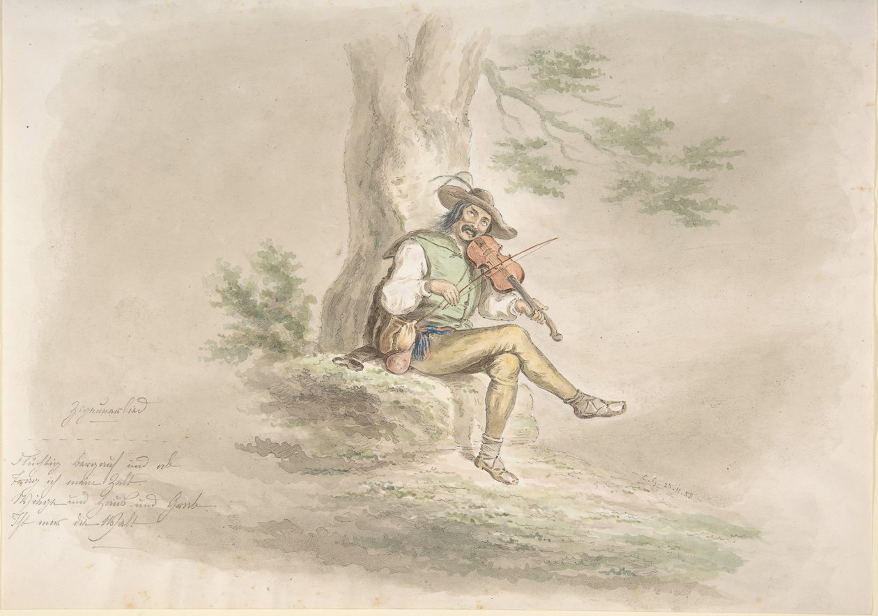 Cigány hegedűs, 1858. alkotó: Monogrammist CG