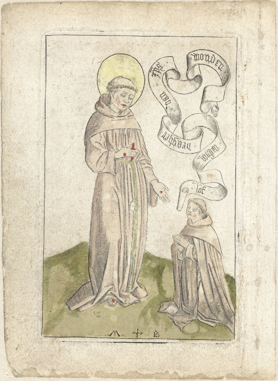 Szent Ferenc térdelő ferencessel alkotó: Monogrammist MB (Nederlanden)