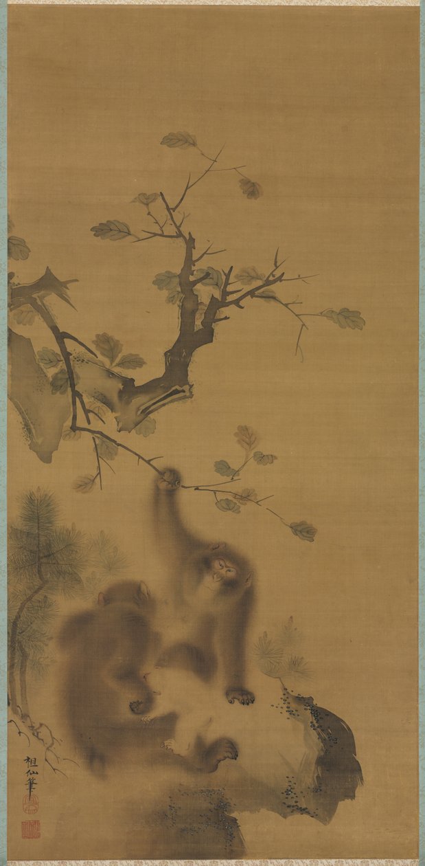 Majmok a sziklapárkányon, 1615-1868. alkotó: Mori Sosen