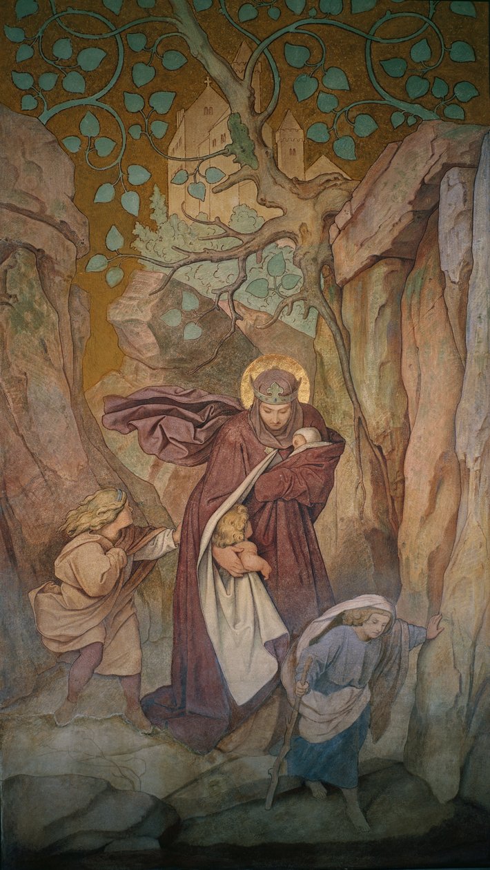Szent Erzsébet távozása a wartburgi kastélyból, 185455 körül alkotó: Moritz Ludwig von Schwind