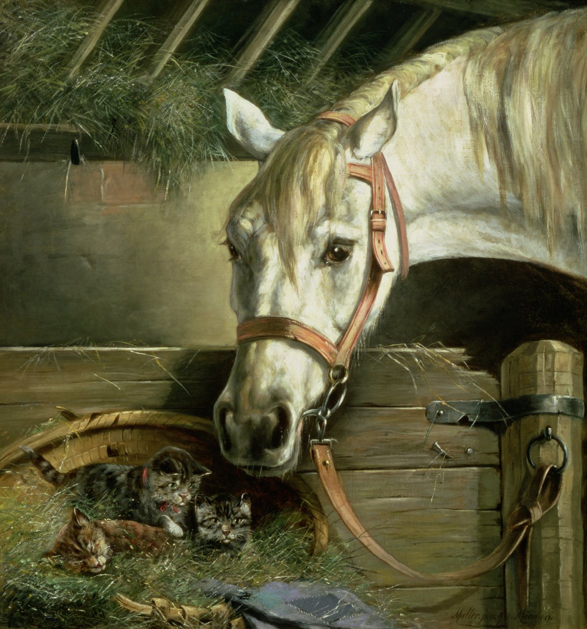 Ló és cicák, 1890 alkotó: Moritz Muller