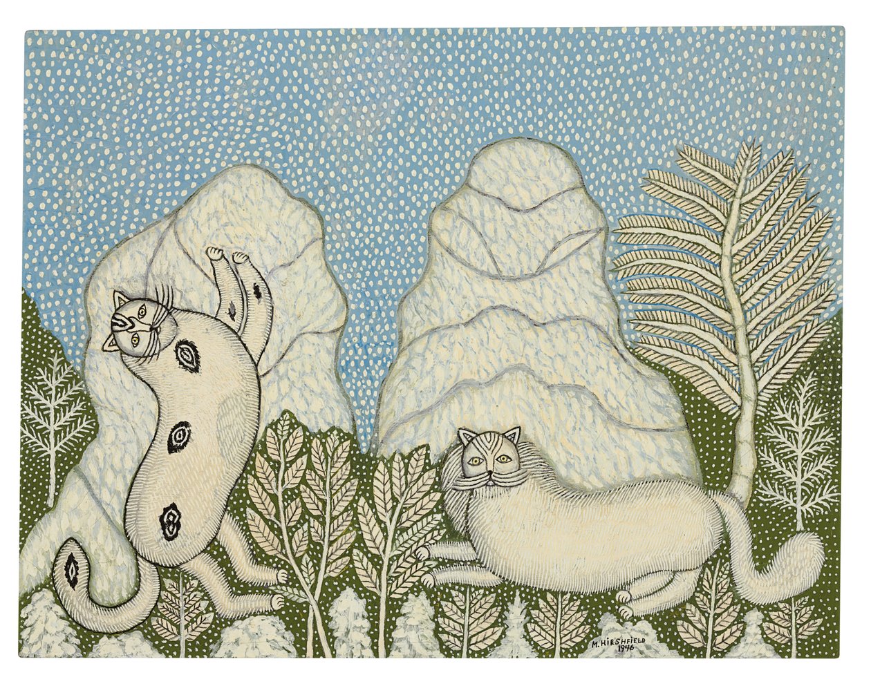 Macskák a hóban alkotó: Morris Hirshfield