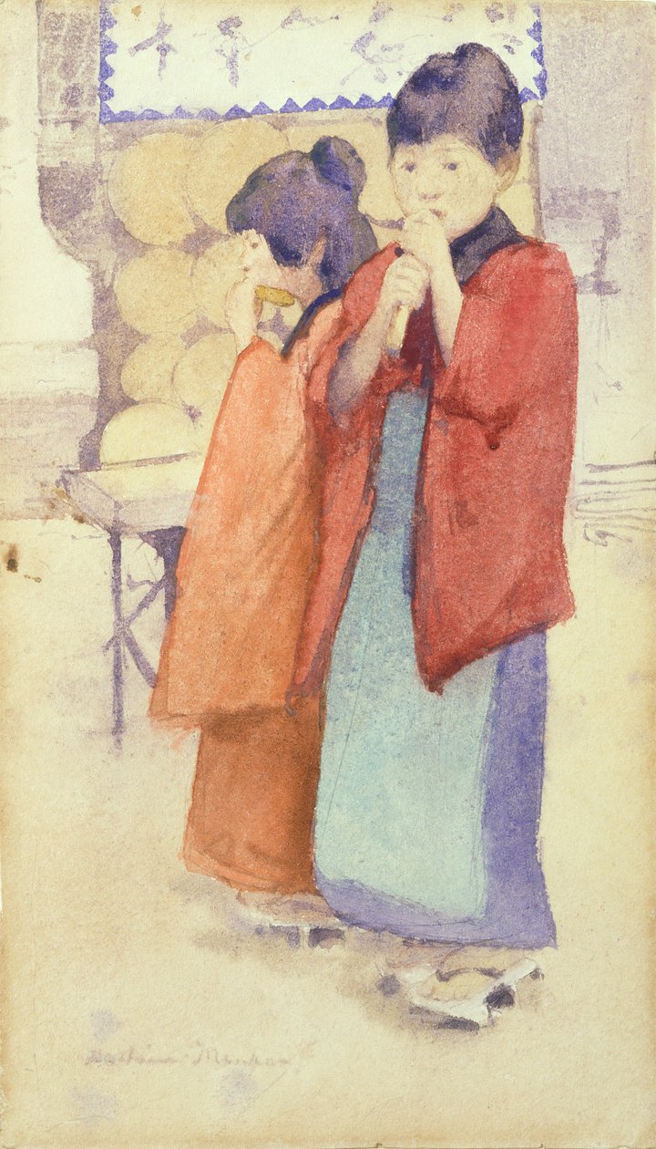 Két japán gyerek portréja, 1895-96 (wc ceruzával papíron) alkotó: Mortimer Ludington Menpes