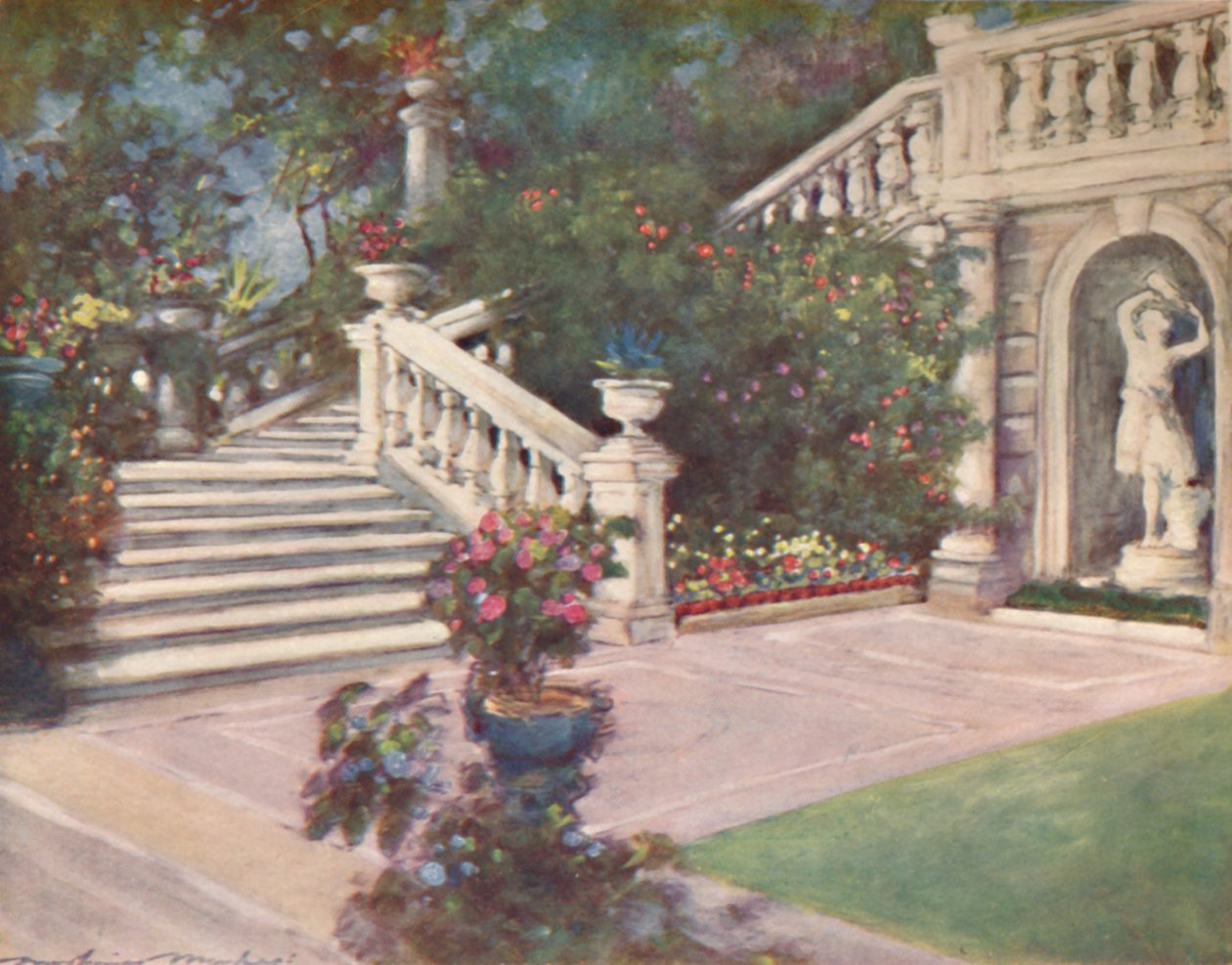 "A Garden, Róma", 1903 alkotó: Mortimer L Menpes