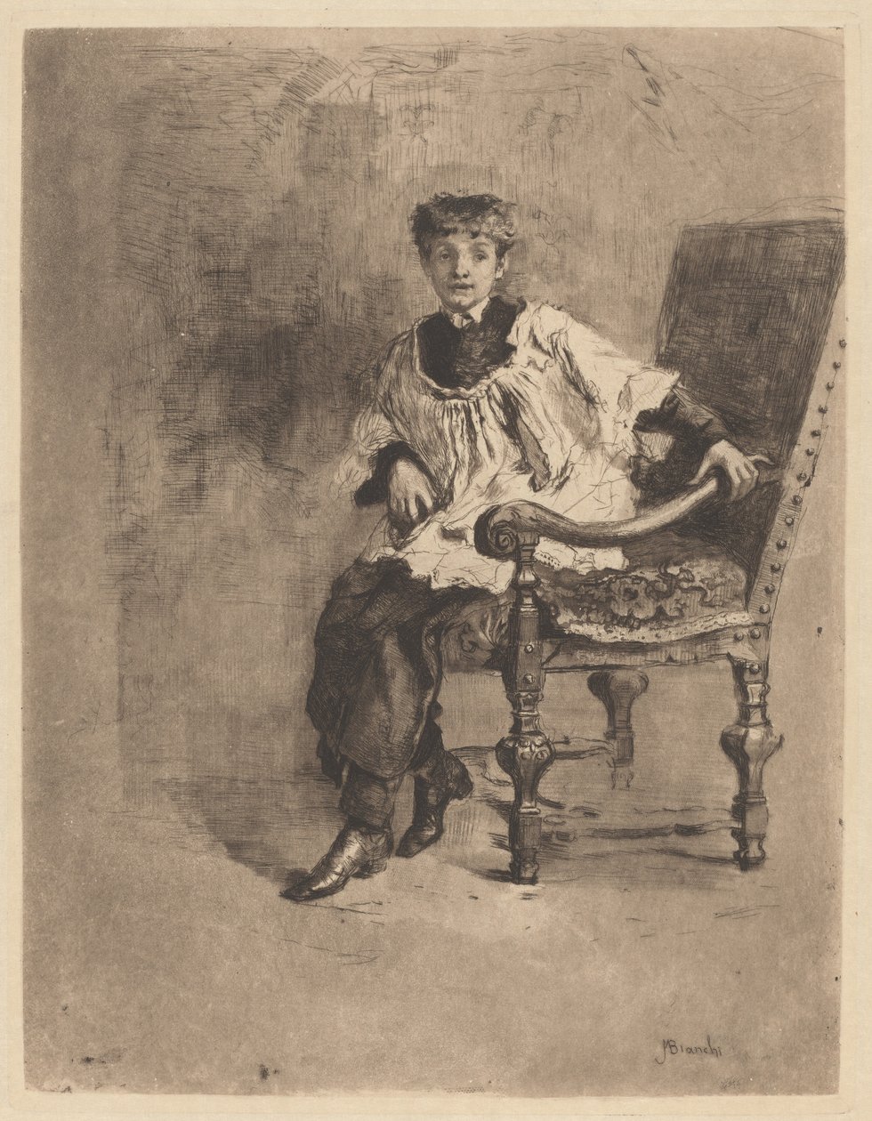 Ülő Acolyte alkotó: Mose Bianchi