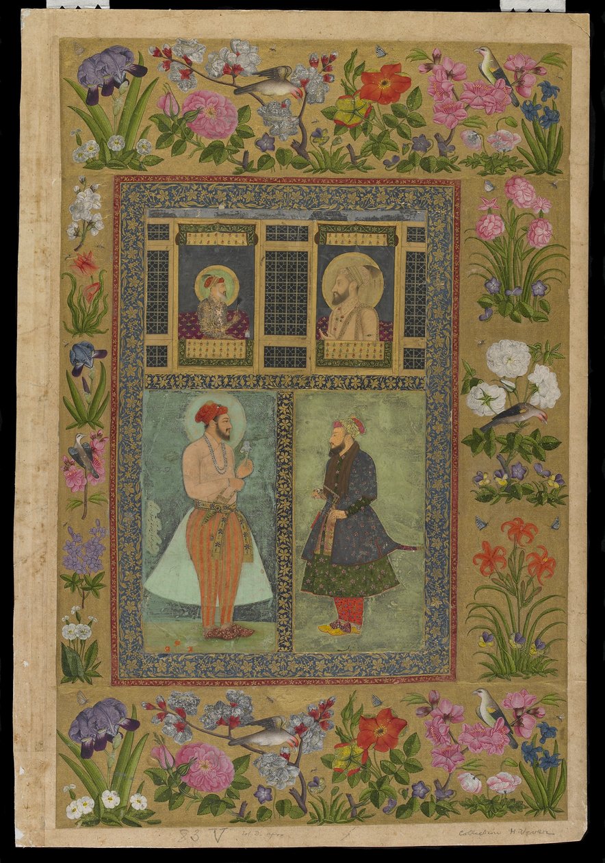 Négy portré a szentpétervári albumból, különálló albumfólió, 1650-1660 körül; 18. század közepe határolja alkotó: Mughal School