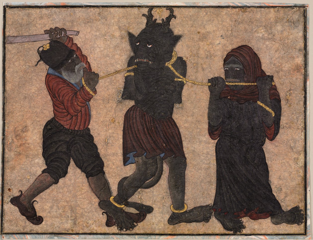 Démon láncban, c. 1453. alkotó: Muhammad Siya Qalam