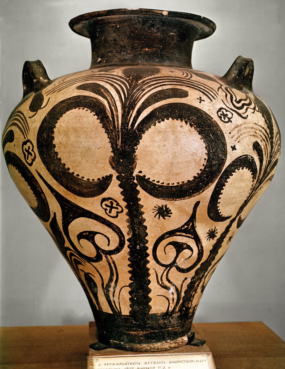 Virágdíszítésű váza, Mükénéből, Kr.e. 1500-1400 (kerámia) alkotó: Mycenaean