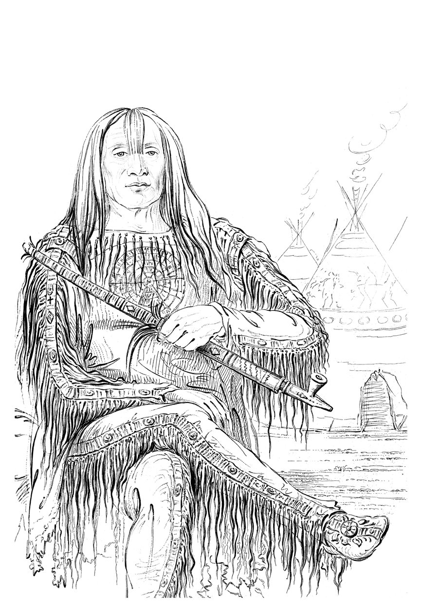 A feketeláb nemzet főnöke, 1841. alkotó: Myers and Co
