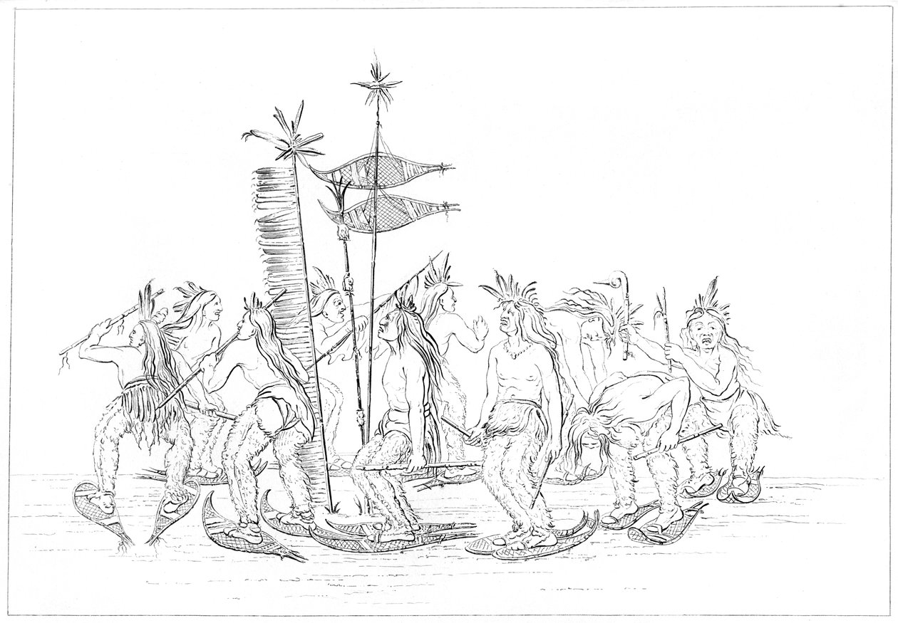 Chippewa hótalpas tánc, 1841. alkotó: Myers and Co