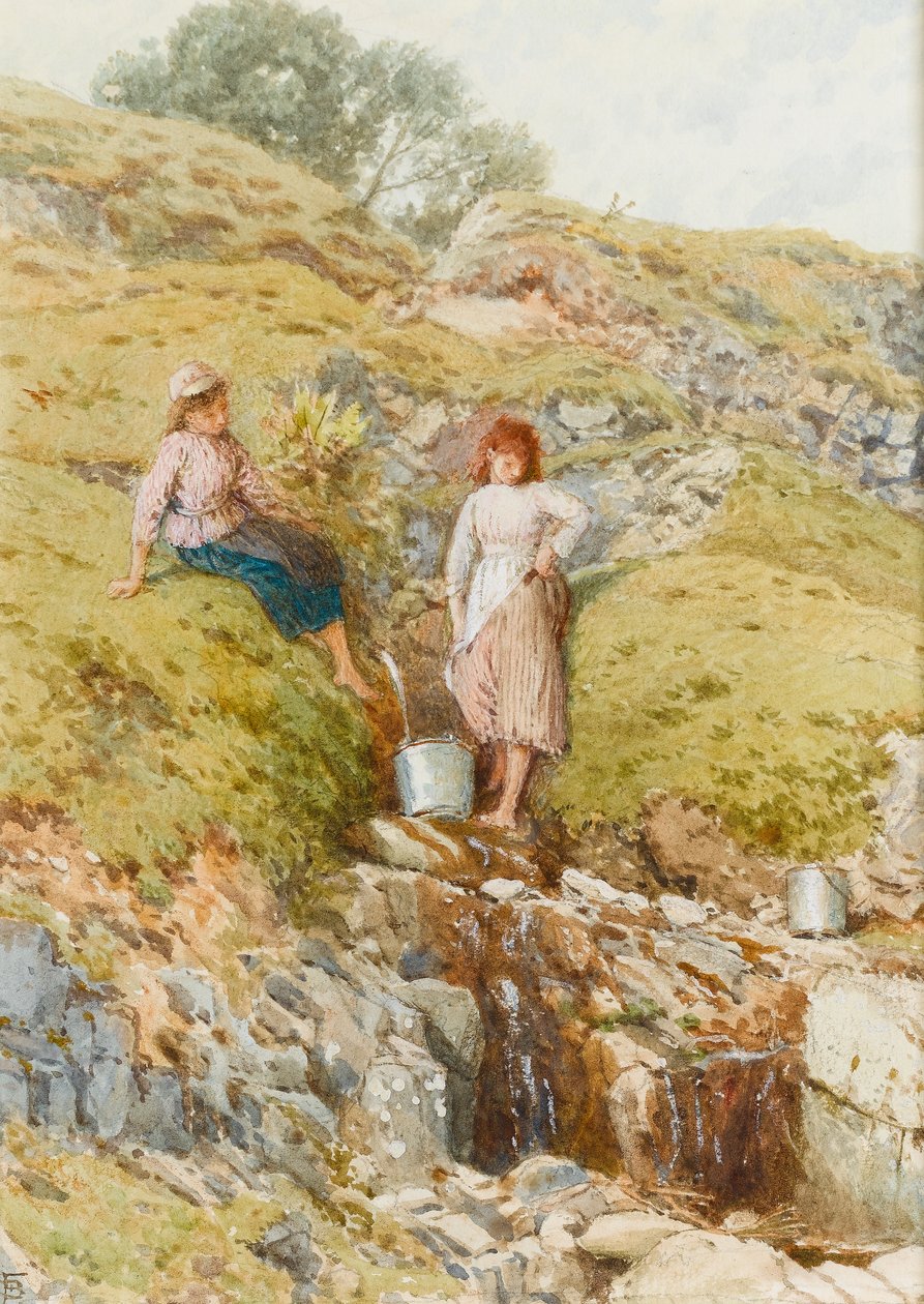 A Highland Burn (wc, papír) alkotó: Myles Birket Foster