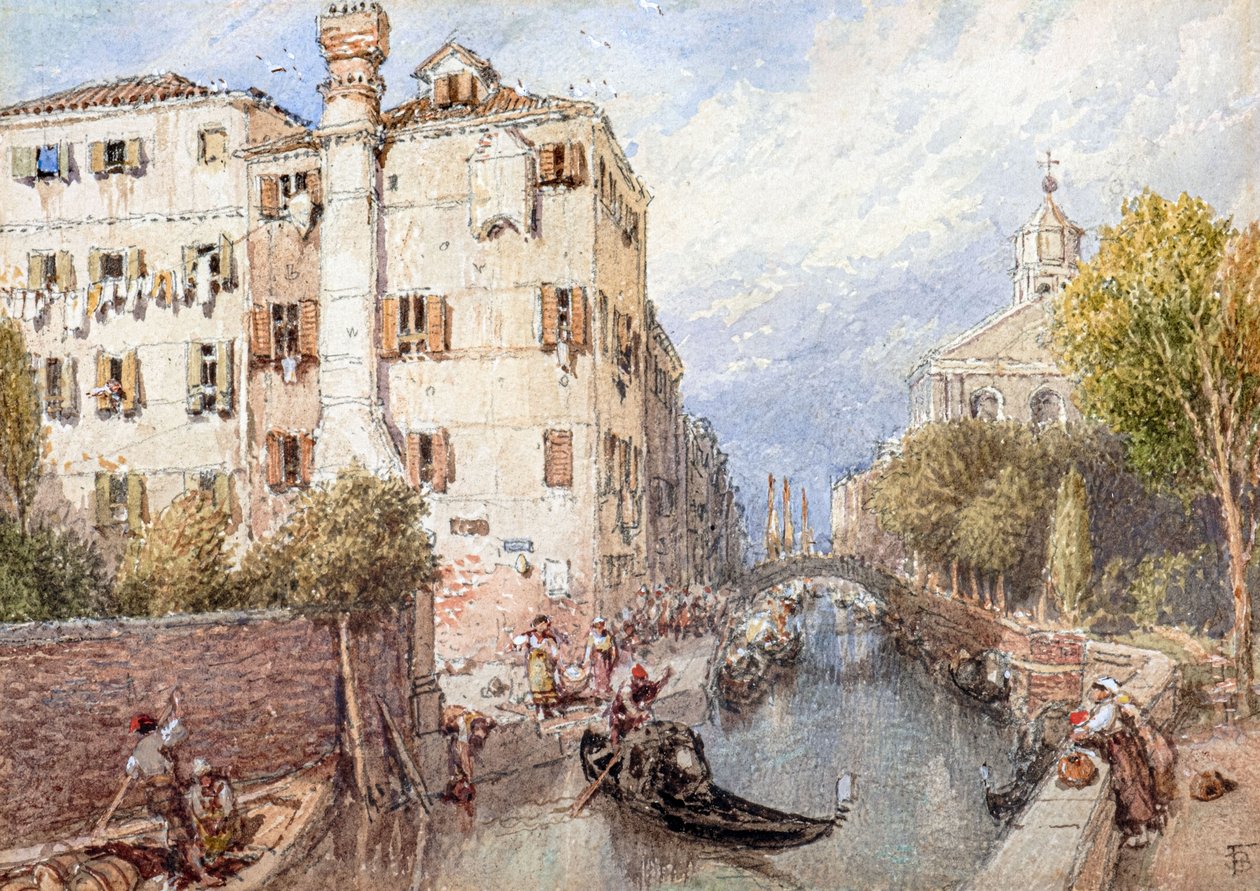 Egy oldalsó csatorna Velencében (akvarell) alkotó: Myles Birket Foster