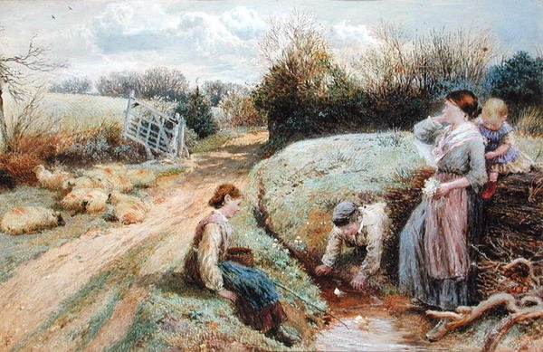 Vitorlás játékhajók a patakban alkotó: Myles Birket Foster