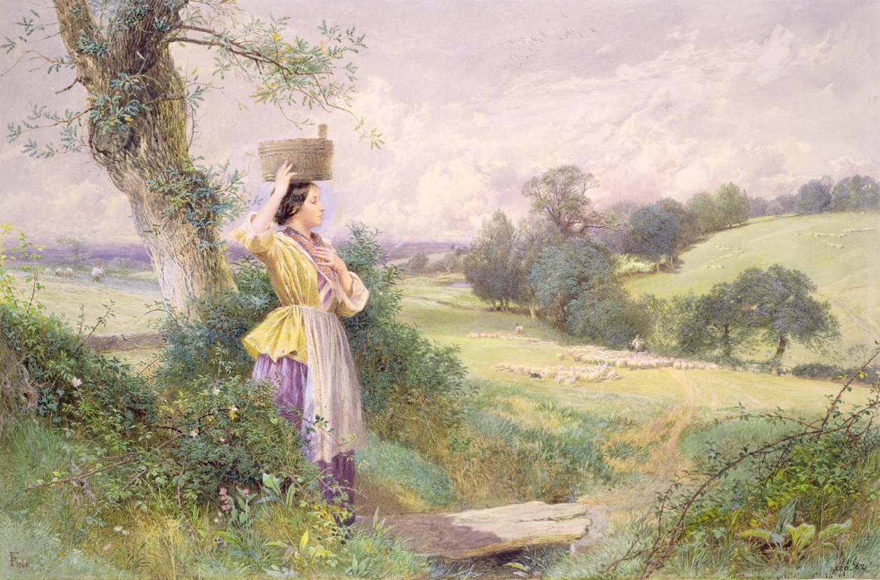 A tejeslány, 1860 (wc papíron) alkotó: Myles Birket Foster