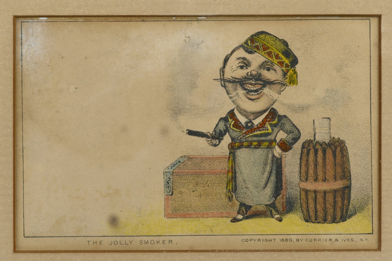 A Jolly Smoker, 1880 alkotó: N. and Ives, J.M. Currier