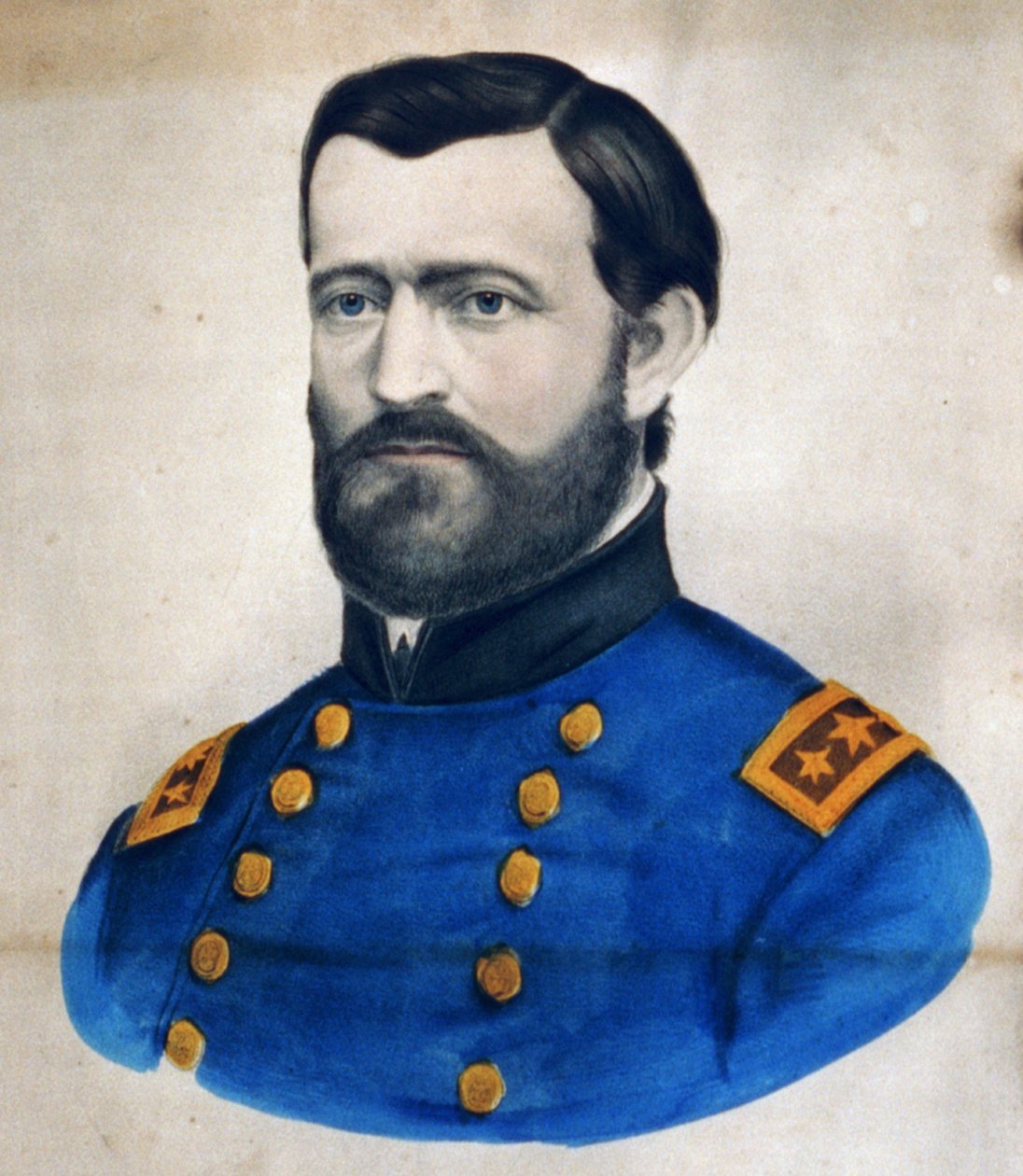 Altábornagy. Ulysses S. Grant, 1880 (kézzel színezett lito) (kézzel színezett litográfia) alkotó: N. and Ives, J.M. Currier