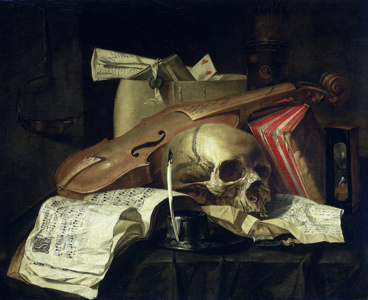 Vanitas csendélet alkotó: N.L. Peschier