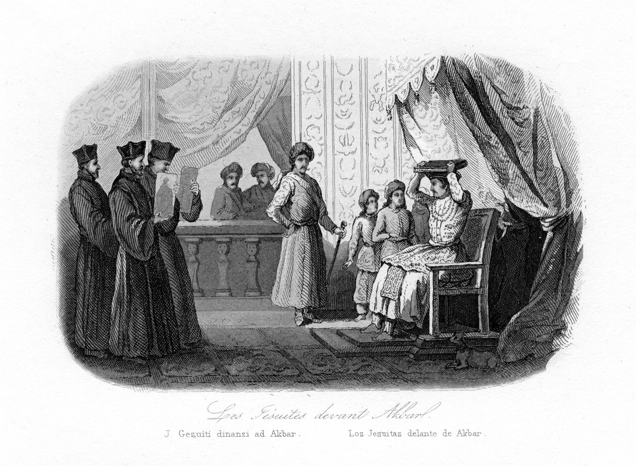 Jezsuiták Akbar előtt, 1580-as évek, 1840 körül. alkotó: N. Remond