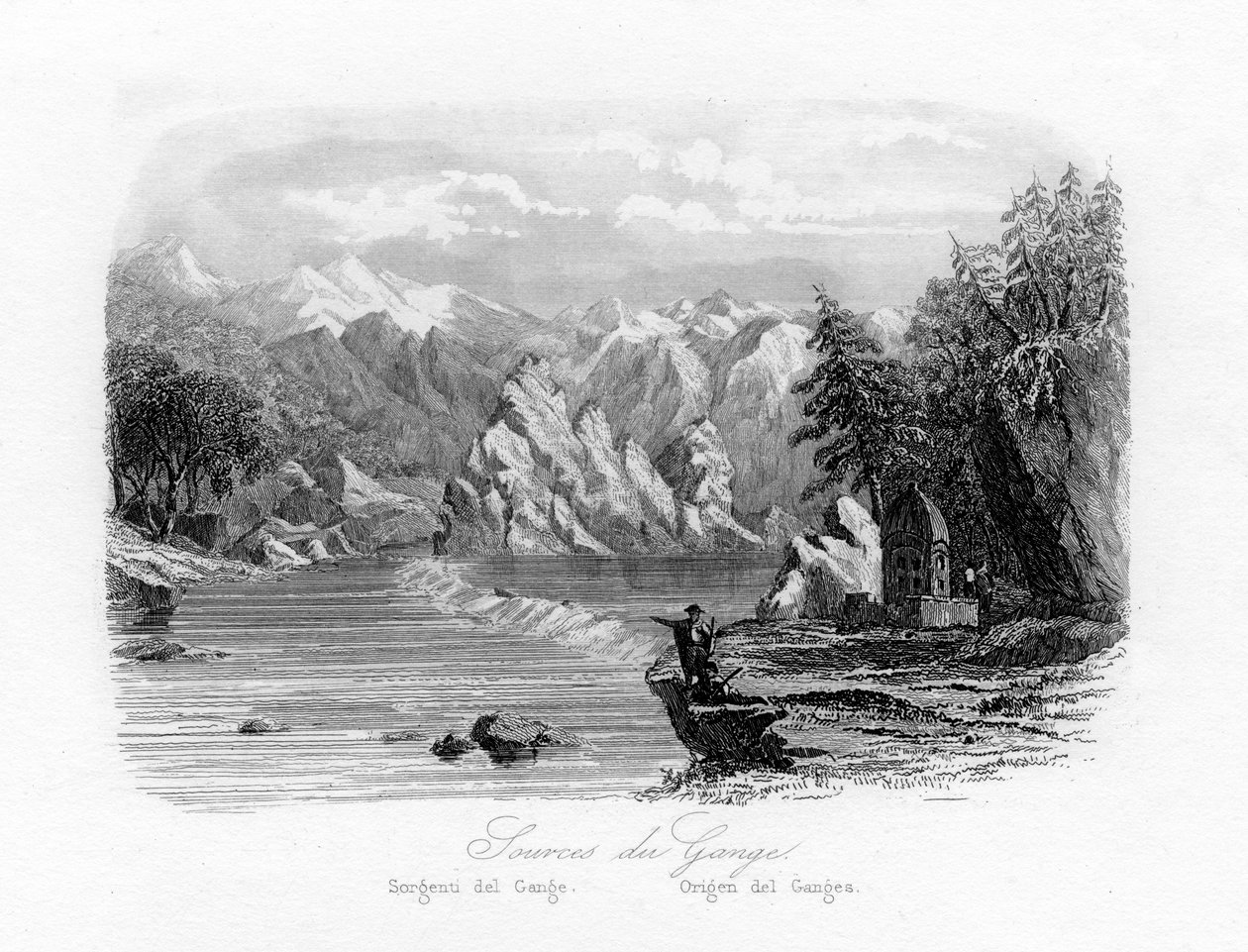 A Gangesz forrása, India, 1840 alkotó: N. Remond