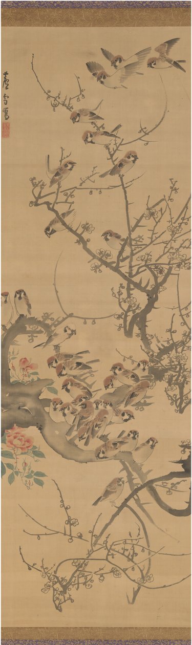 Veréb a szilvafán, 1790-es évek eleje. alkotó: Nagasawa Rosetsu
