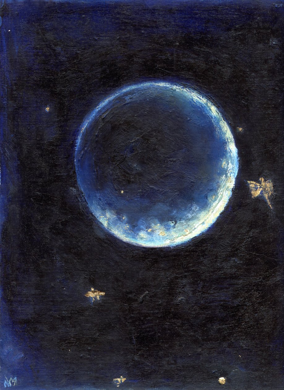 Little Lune, 2014, (olaj és aranylevél a kártyán) alkotó: Nancy Moniz Charalambous