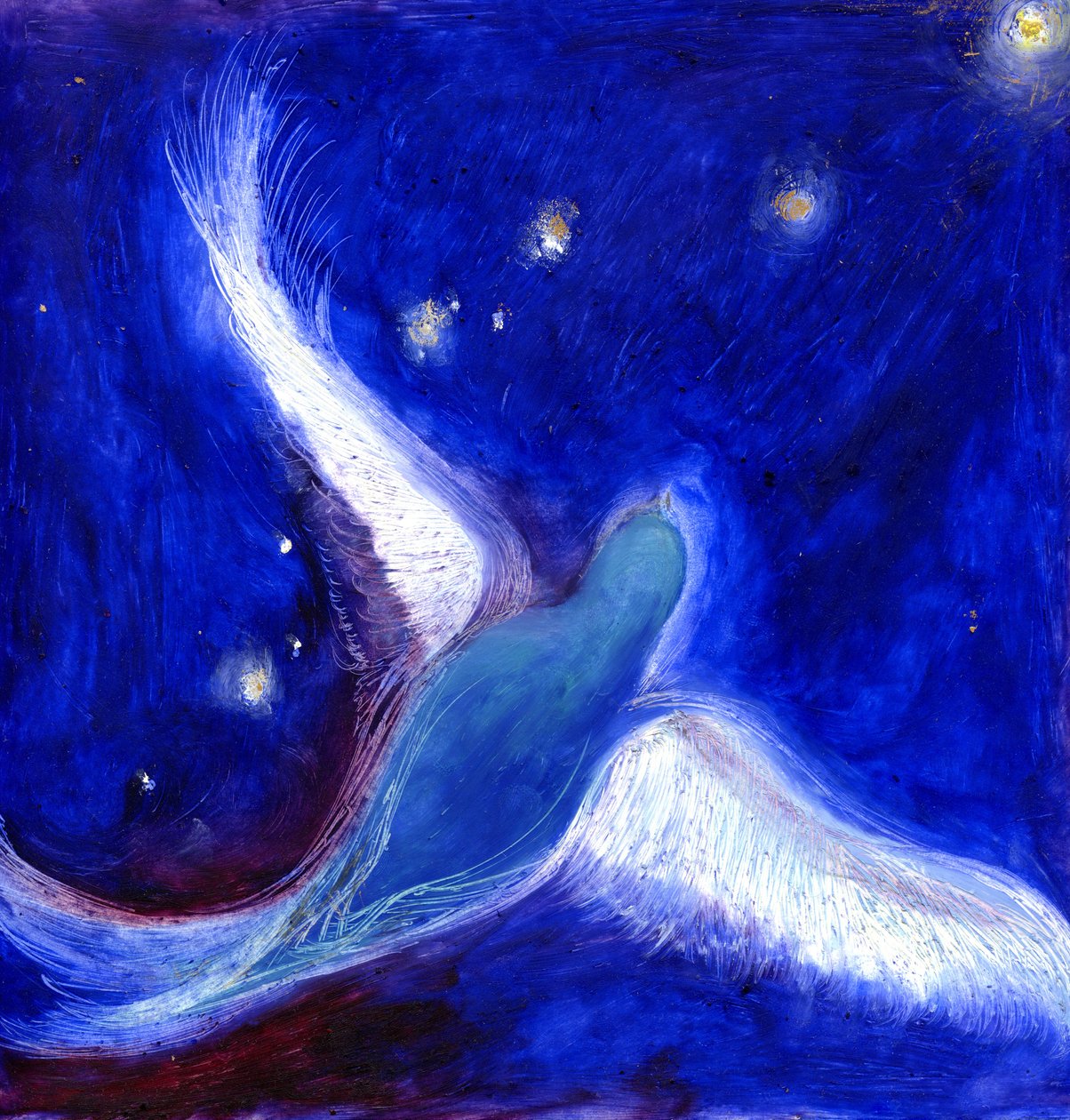 Csillagmadár, 2012, (olaj és levélarany, karton) alkotó: Nancy Moniz Charalambous