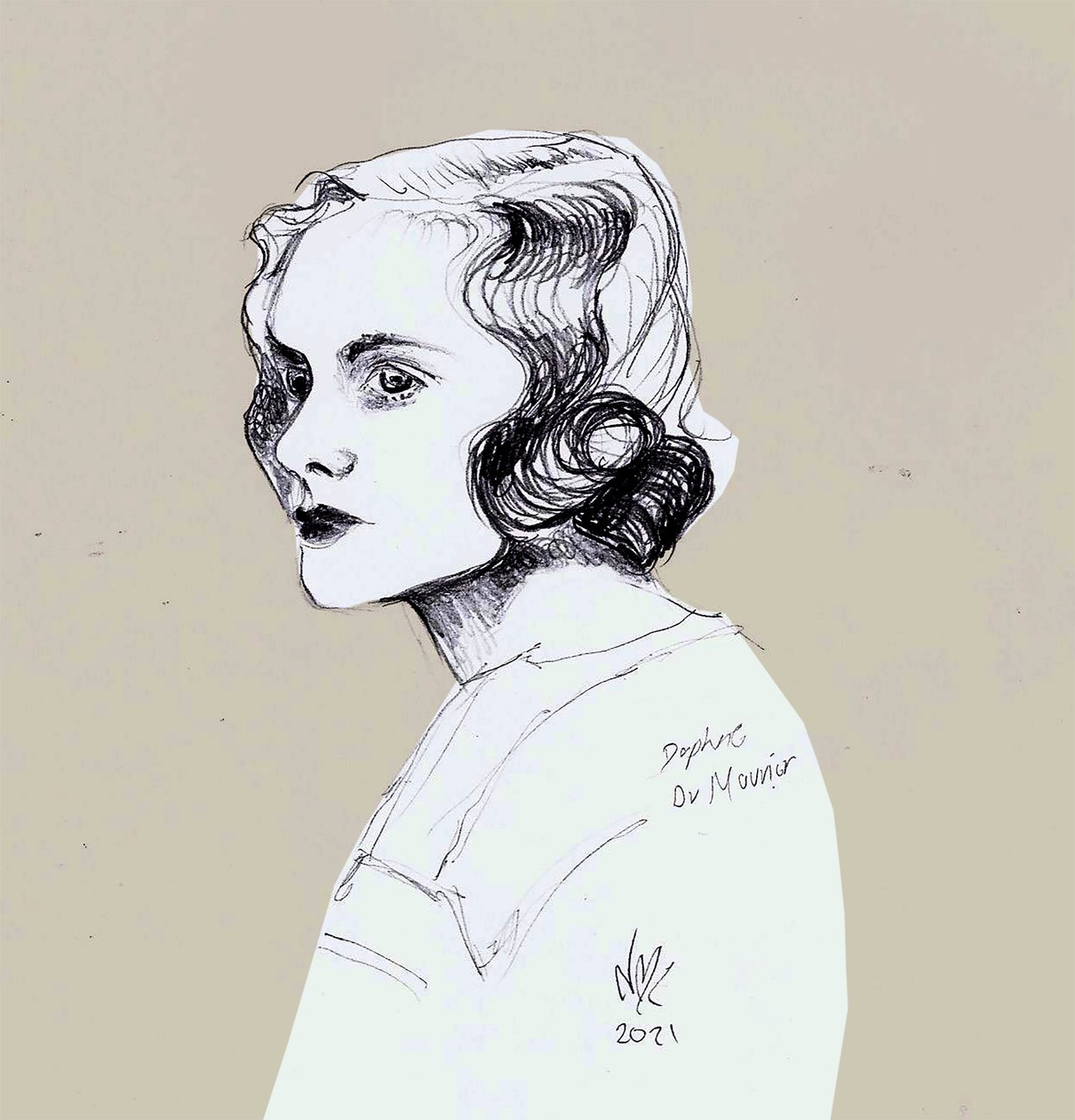 Daphne Du Maurier, 2021 (rajz) alkotó: Nancy Moniz Charalambous