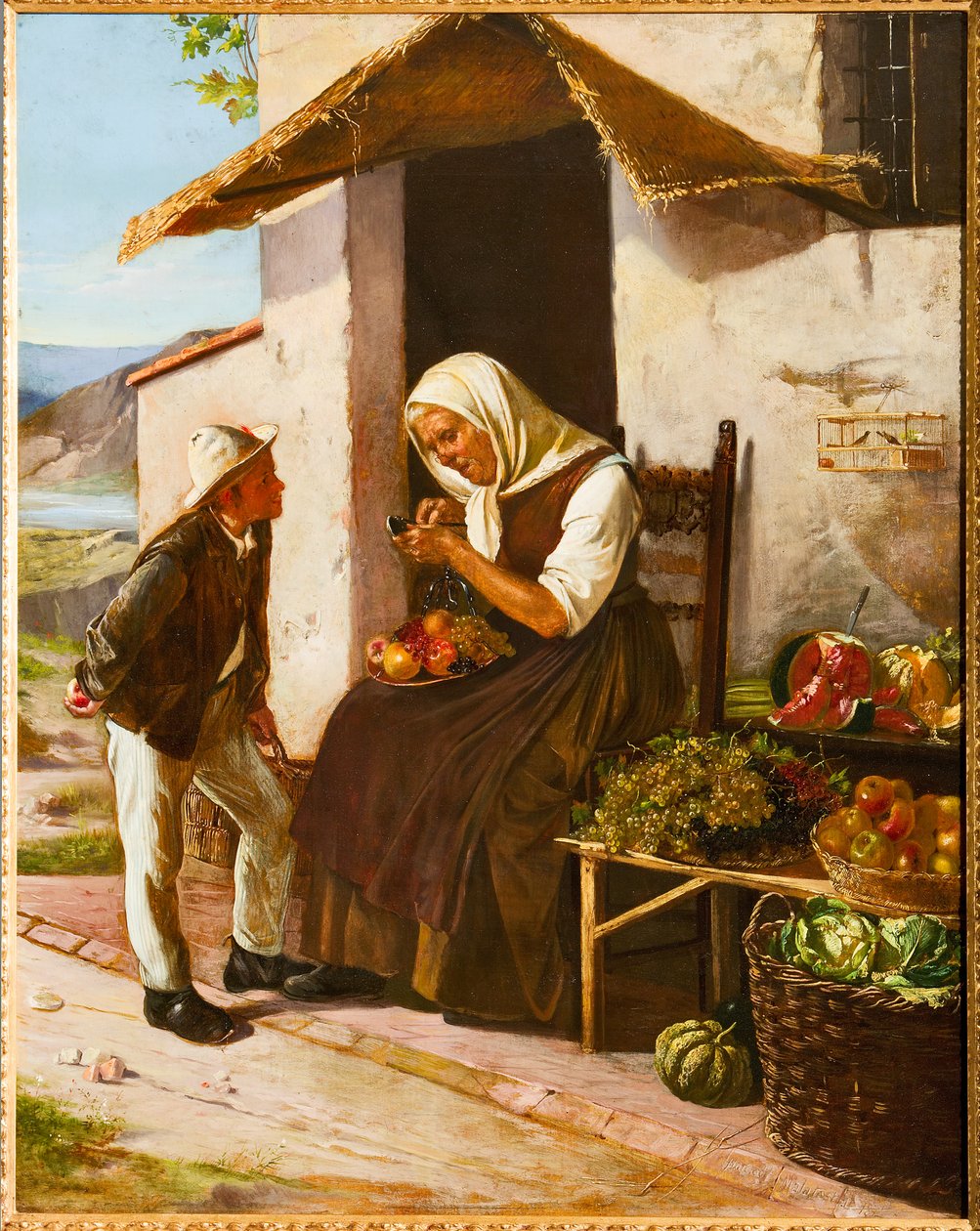 A zöldségesnél (olaj) alkotó: Narciso Malatesta