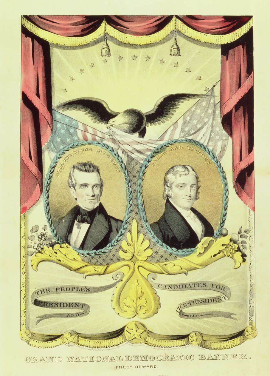 Nagy nemzeti demokratikus kampányplakát, 1844 alkotó: Nathaniel Currier