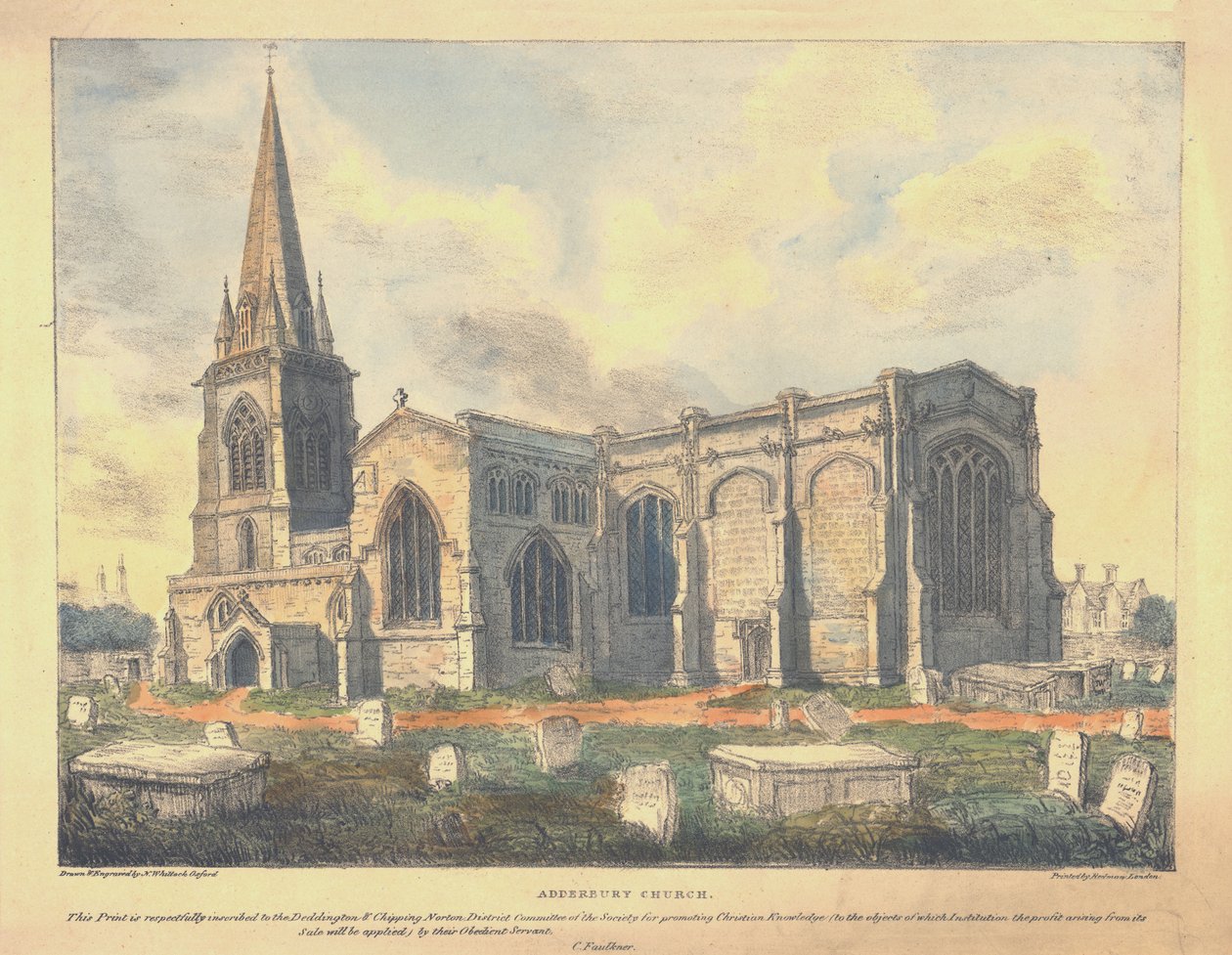 Adderbury templom, 1830. alkotó: Nathaniel Whittock
