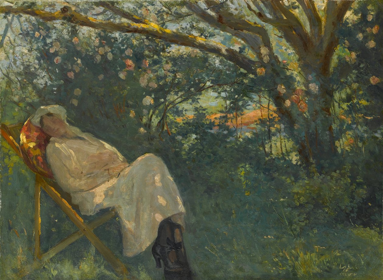 ezlongda Pembeli Kadn, Lady in Pink on a Chaise Longue alkotó: Nazmi Ziya Güran