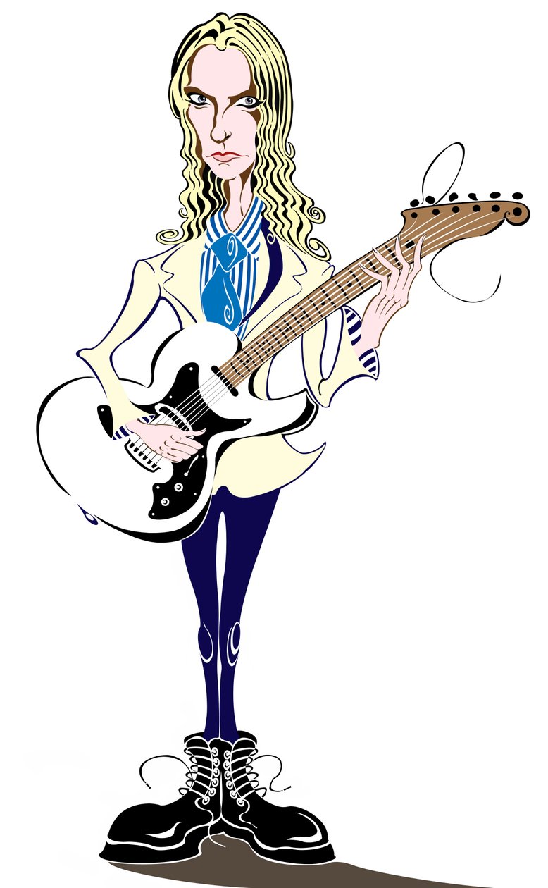 Aimee Mann – karikatúra – amerikai énekes-dalszerző és basszusgitáros, 1960. alkotó: Neale Osborne