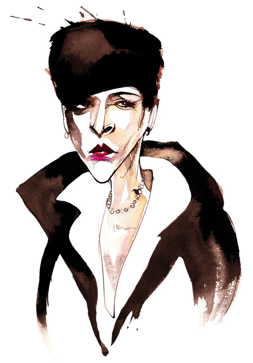 Djuna Barnes, befolyásos modernista amerikai író és művész; karikatúraDB: 1892. június 12. - 1982. június 18 alkotó: Neale Osborne