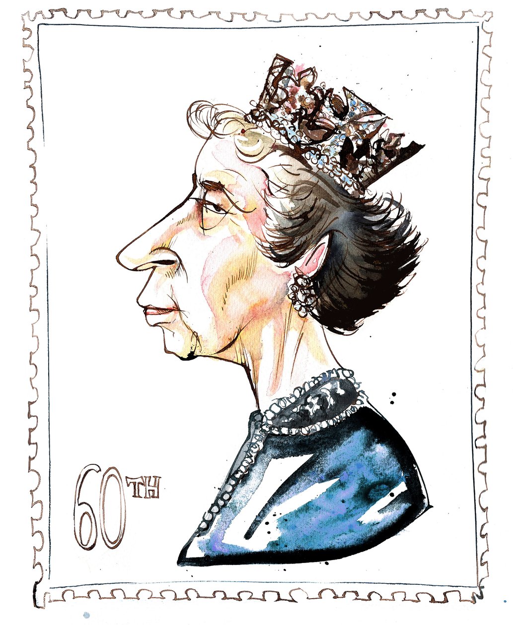 Elizabeth Windsor – karikatúra alkotó: Neale Osborne