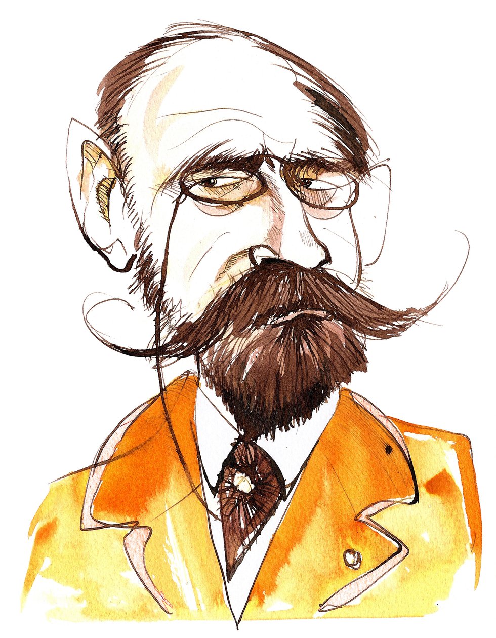 Emile Zola francia regényíró (1840-1902); karikatúra alkotó: Neale Osborne