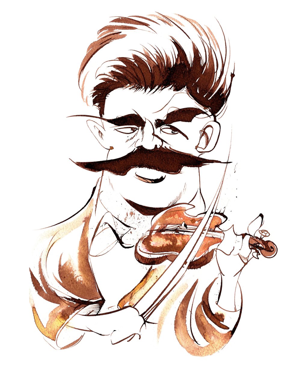 Fritz Kreisler- szépia karikatúra alkotó: Neale Osborne
