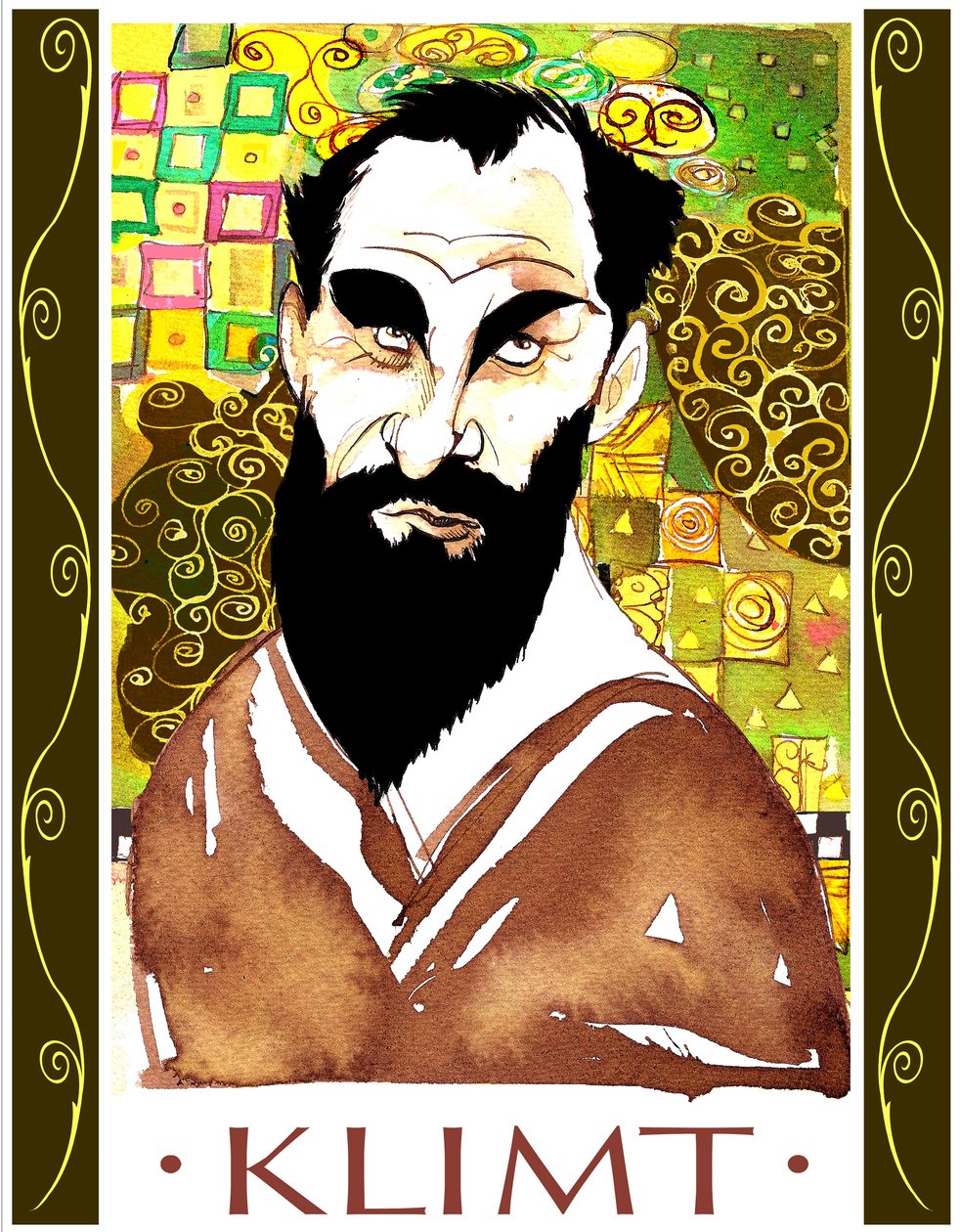 Gustav Klimt - színes karikatúra alkotó: Neale Osborne