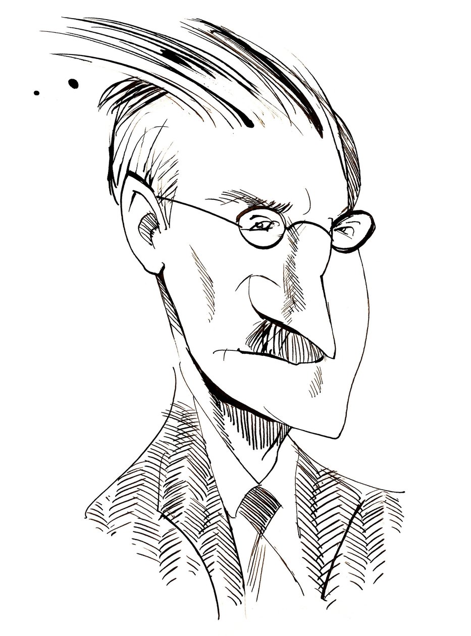 James Joyce – karikatúra ír íróról (1882-1941) alkotó: Neale Osborne