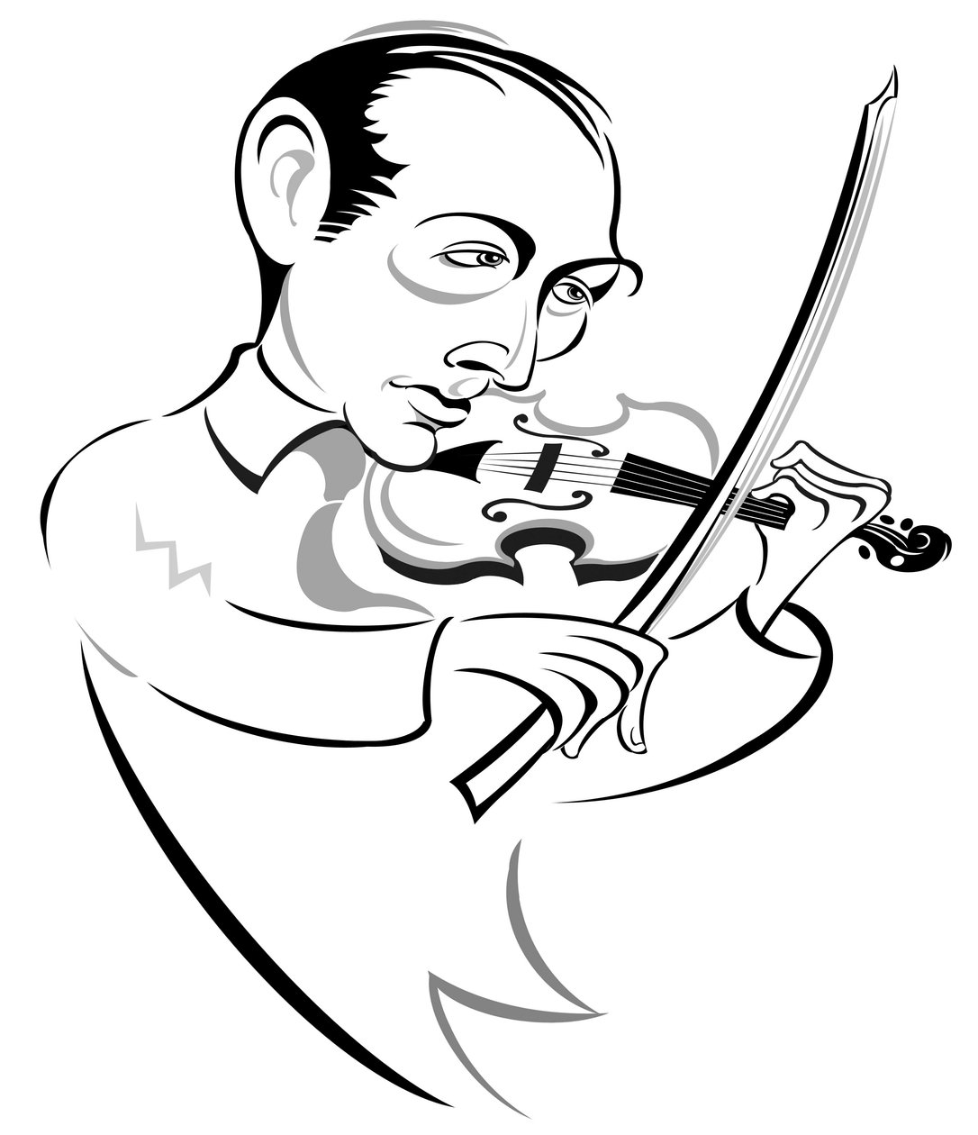 Szigeti József - magyar hegedűművész (1892-1973); stilizált karikatúra. alkotó: Neale Osborne