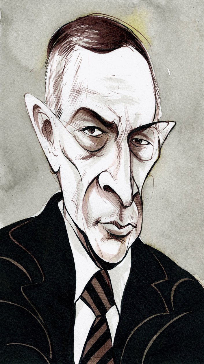 Szergej Rahmanyinov - az orosz zeneszerző karikatúrája alkotó: Neale Osborne