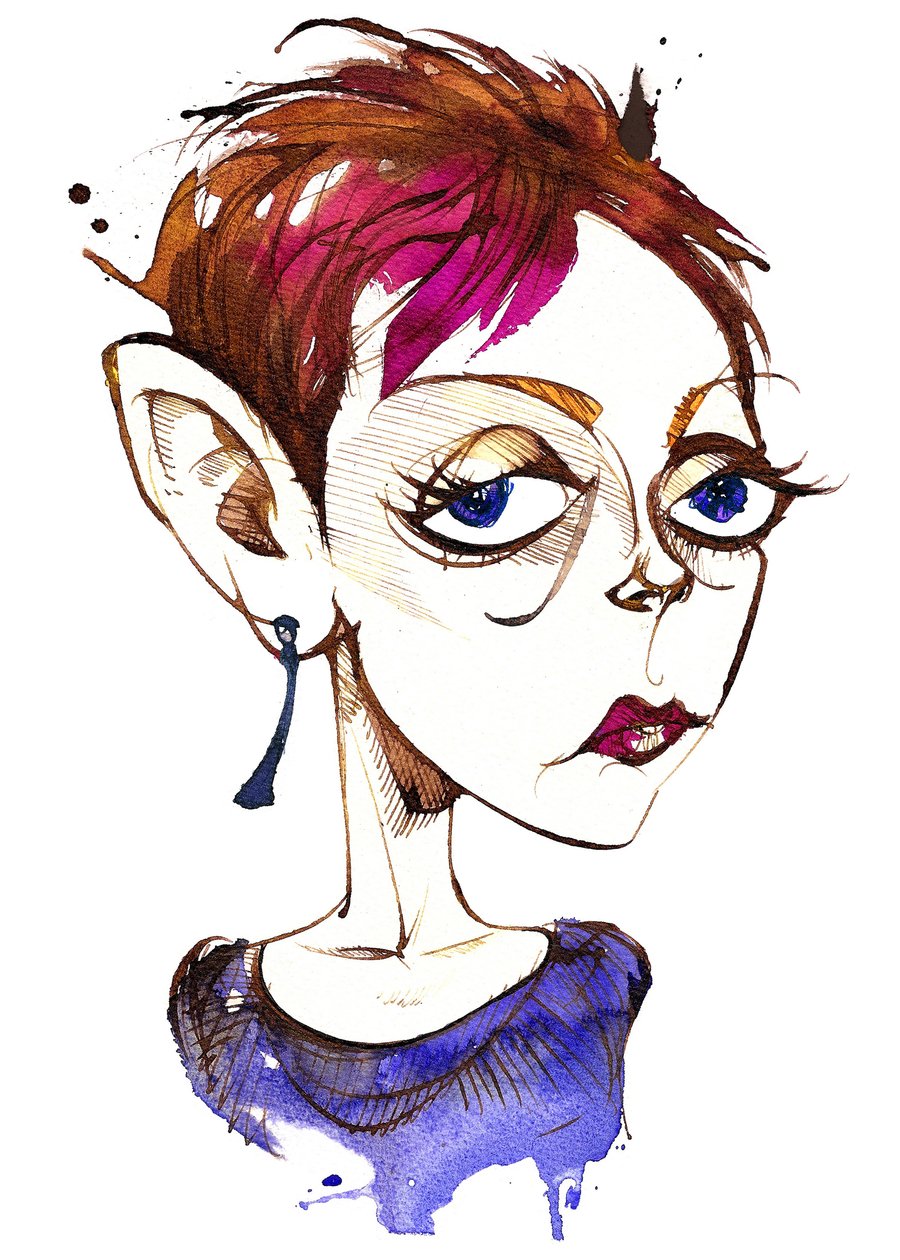 Tansy Davies, angol zeneszerző (szül. 1973); karikatúra. alkotó: Neale Osborne