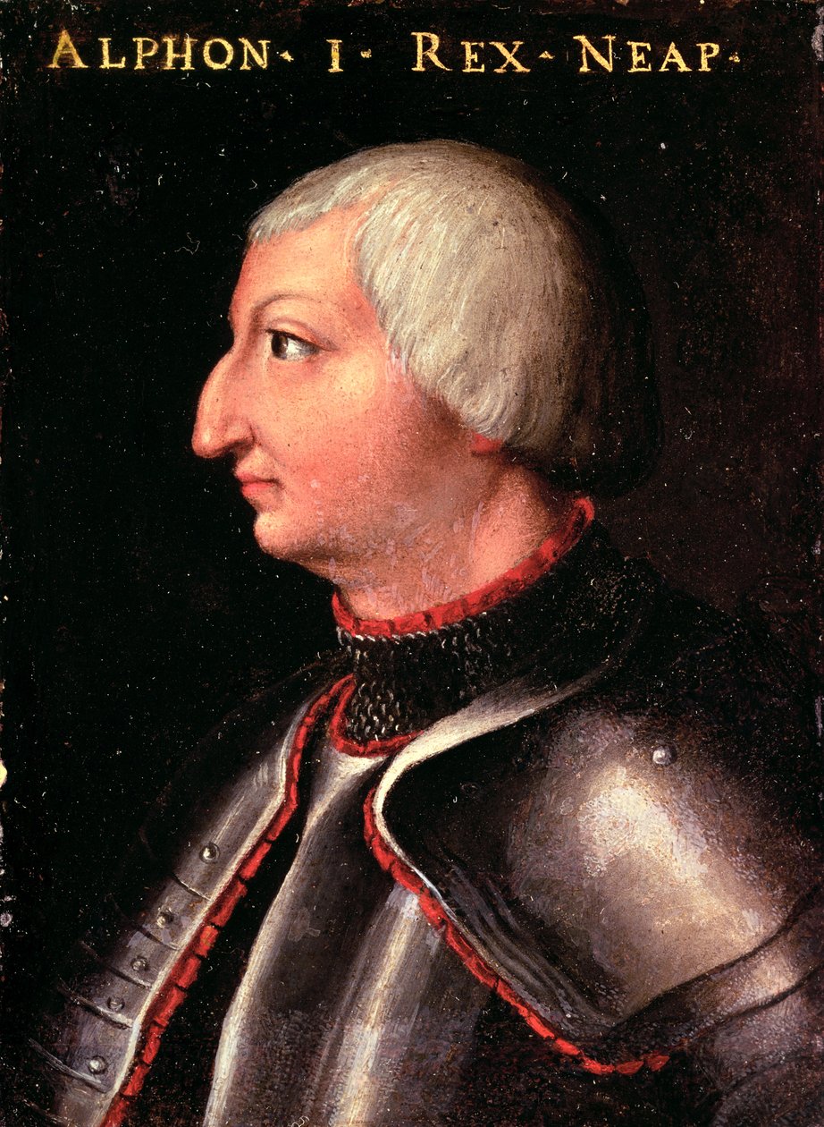 V. Alfonz, a „Magnanimous”, Aragónia királya (I. Alfonso Nápoly és Szicília) (1396-1458) 1450 körül (panel) alkotó: Neapolitan School