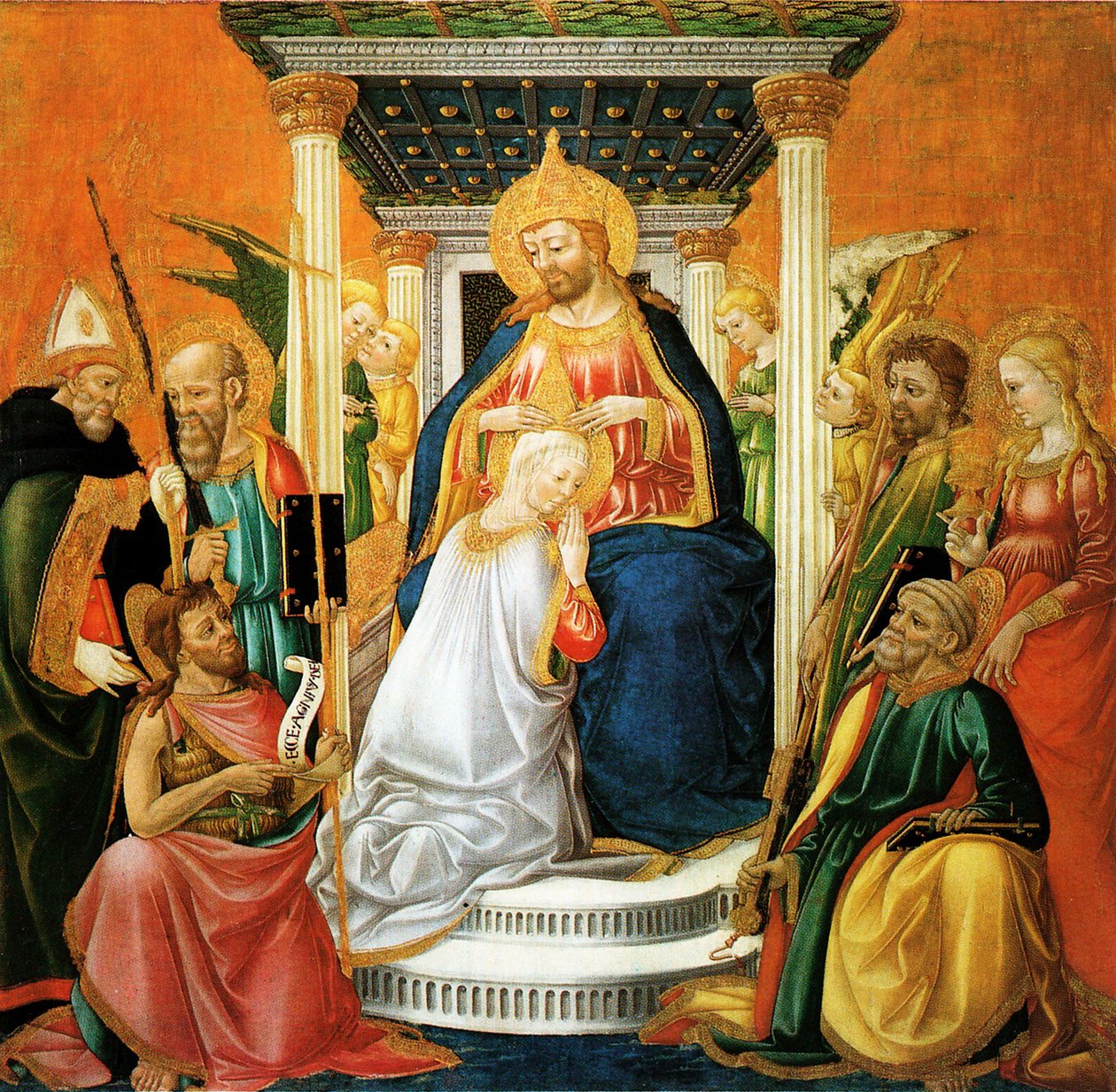 Szűz koronázása, tempera fán, 1476 -ban és 1481 -ben, Neri di Bicci alkotó: Neri di Bicci  