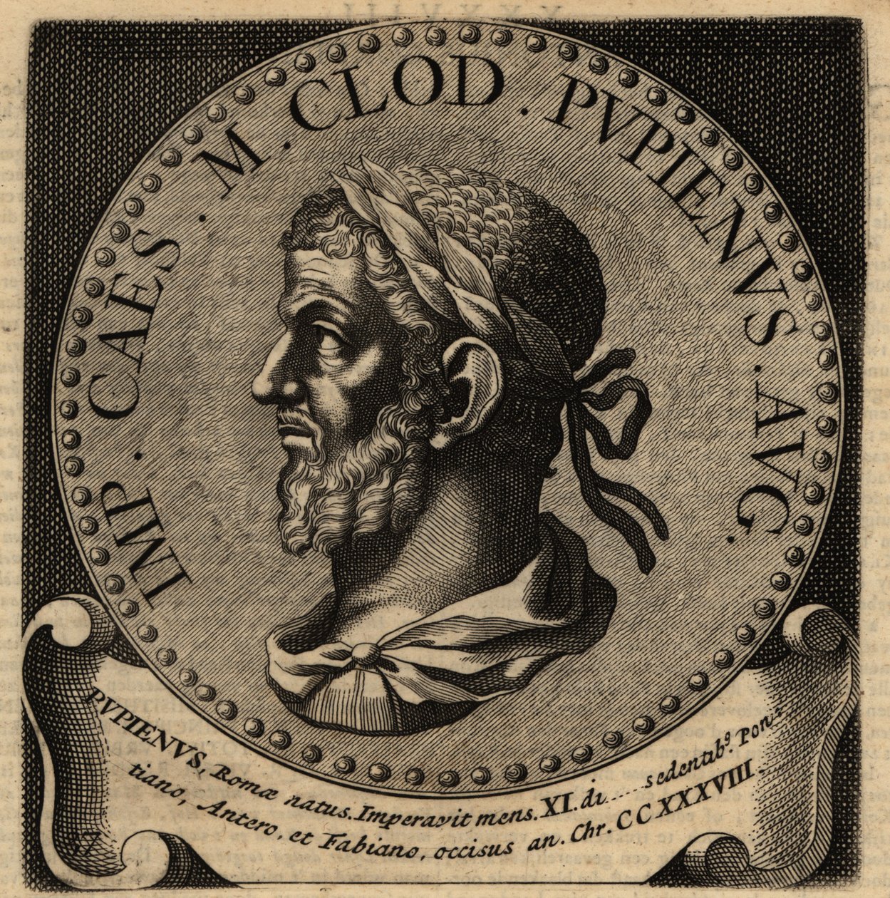 Pupienus római császár portréja. alkotó: Netherlandish School